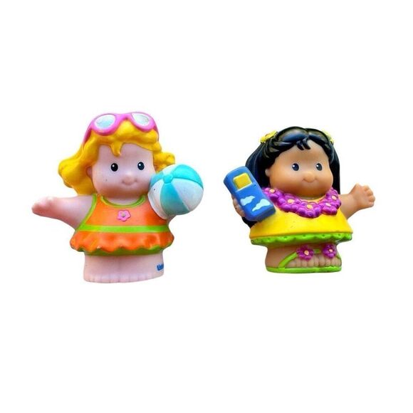 Fisher Price Little People Hawaiian Vacation Girl & Beach Vacation Girl Lot of 2 - Picture 1 of 3